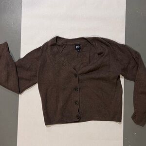 GAP Women's Dark Brown V-Neck Button Cardigan